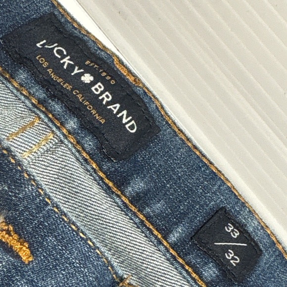 Men’s LUCKY BRAND Denim Blue Jeans size 33 waist 32 Leg, model is 221 Straight. - Picture 4 of 7